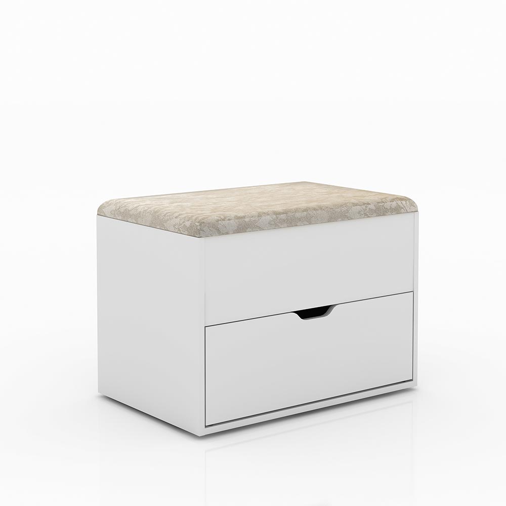 Puff Baú com Gaveta PU2051 Branco/Bege G69 - Tecno Mobili