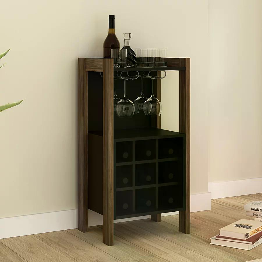Adega Para Sala de Jantar 09 Garrafas AZ1032 Nogal Preto Tecno Mobili