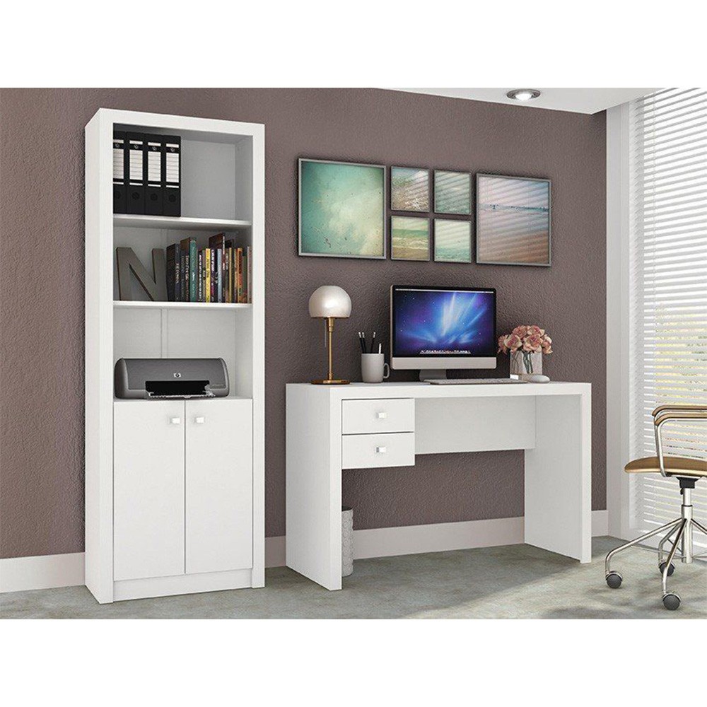 Ambiente para Home Office 02 Peças Branco - Tecno Mobili