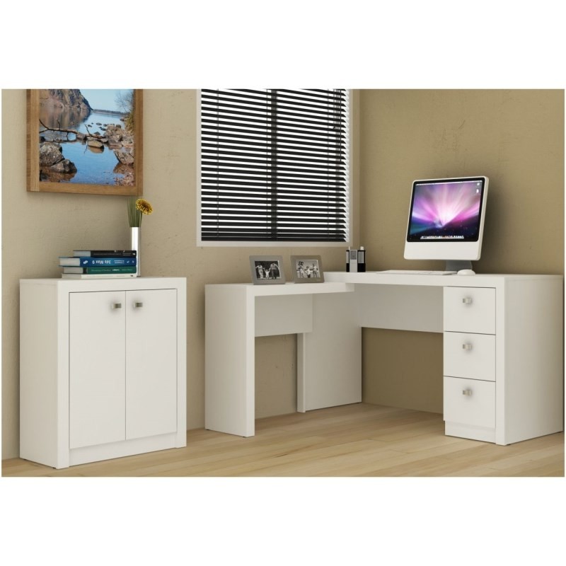 Ambiente para Home Office 03 Peças Branco - Tecno Mobili