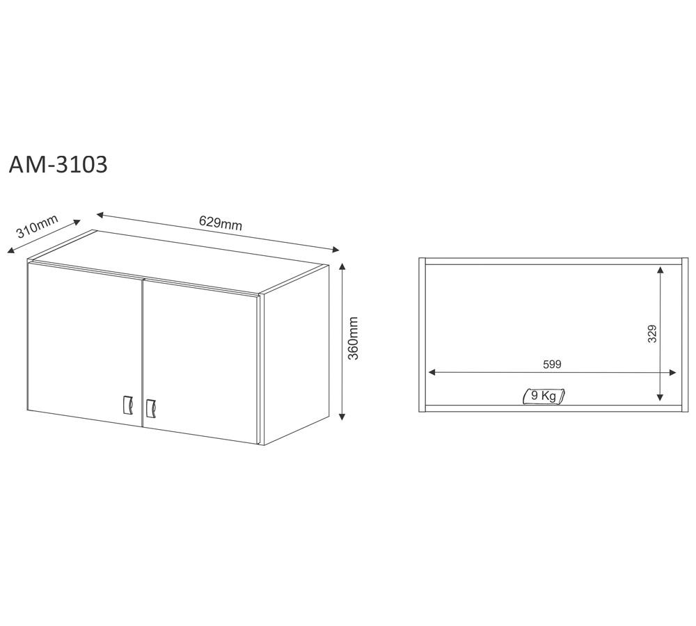 Armário Aéreo Para Lavanderia 02 Portas Multiuso AM3103 Branco Tecno Mobili