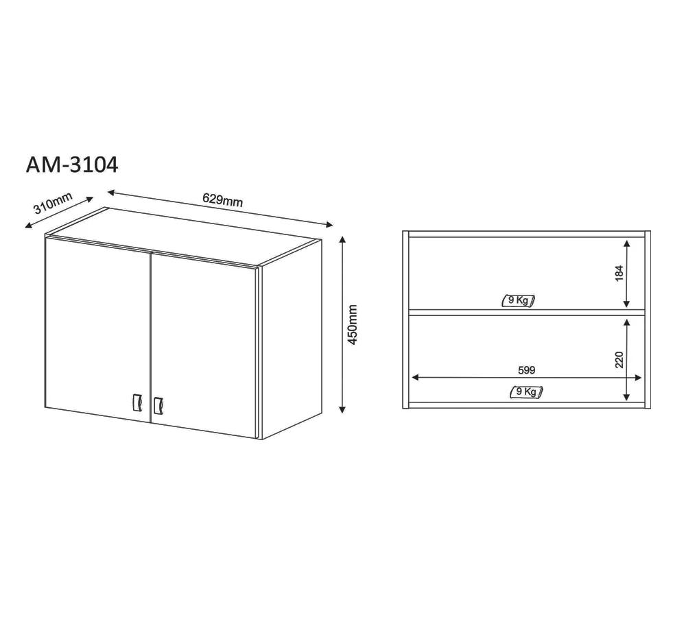 Armário Aéreo Para Lavanderia 02 Portas Multiuso AM3104 Branco Tecno Mobili