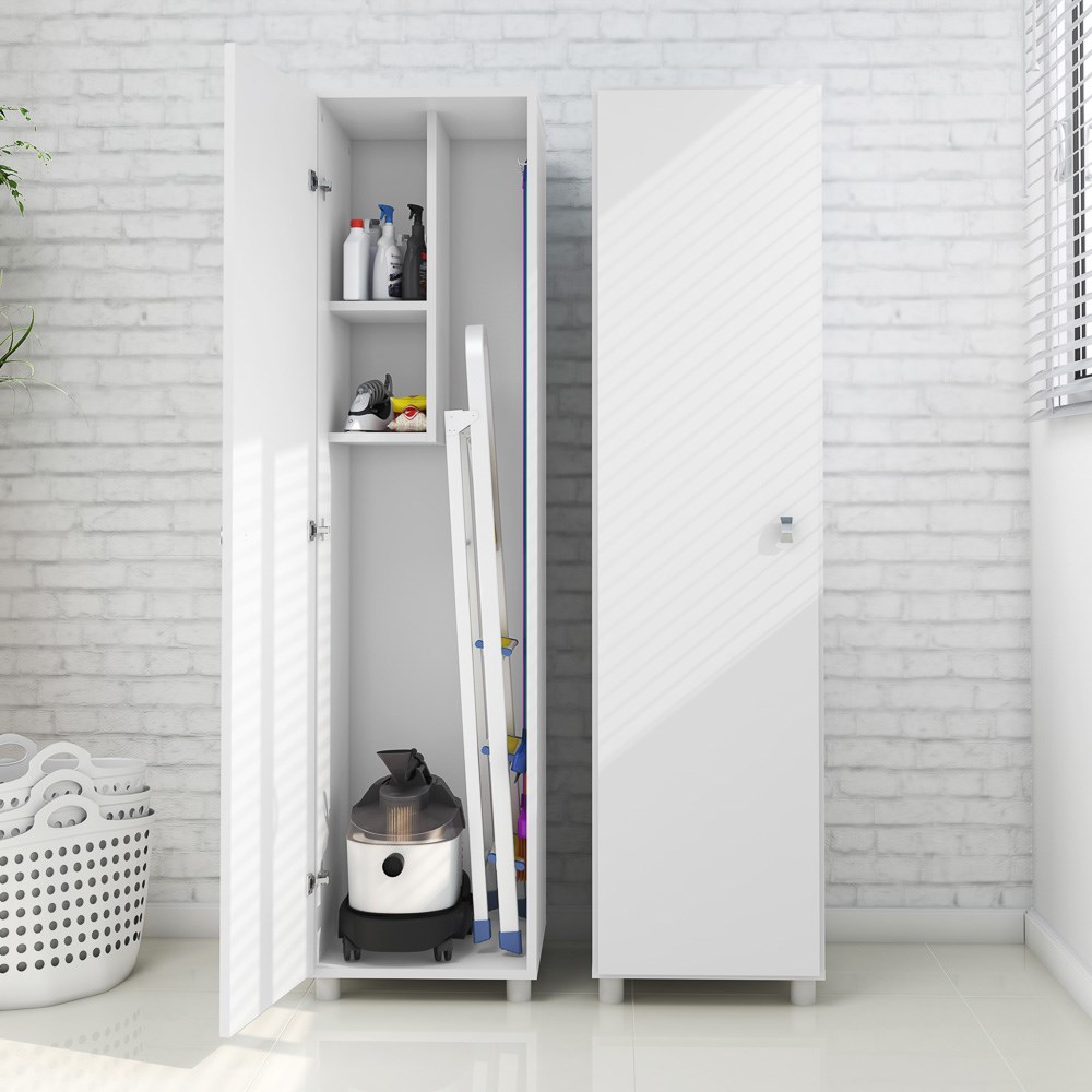 Armário Multiuso 1 Porta 2 Prateleiras AM3107 Branco - Tecno Mobili
