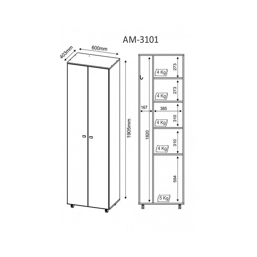 Armário Multiuso com Rodízios AM3101 Branco - Tecno Mobili