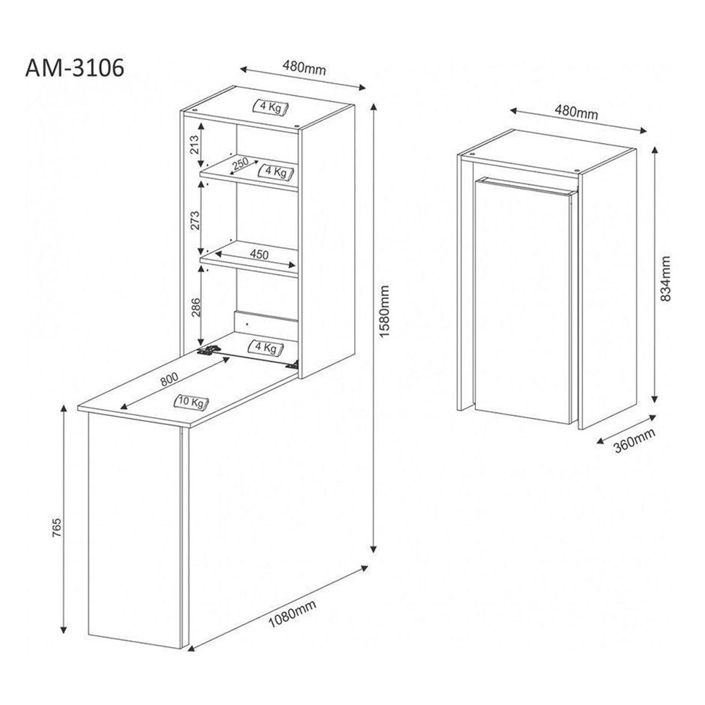 Armário Multiuso de Parede AM3106 Branco - Tecno Mobili