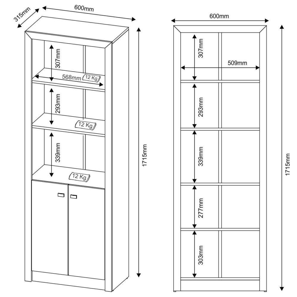 Armário Organizador para Home Office de 171,5 cm de Altura ME4110 Nogal - Tecno Mobili