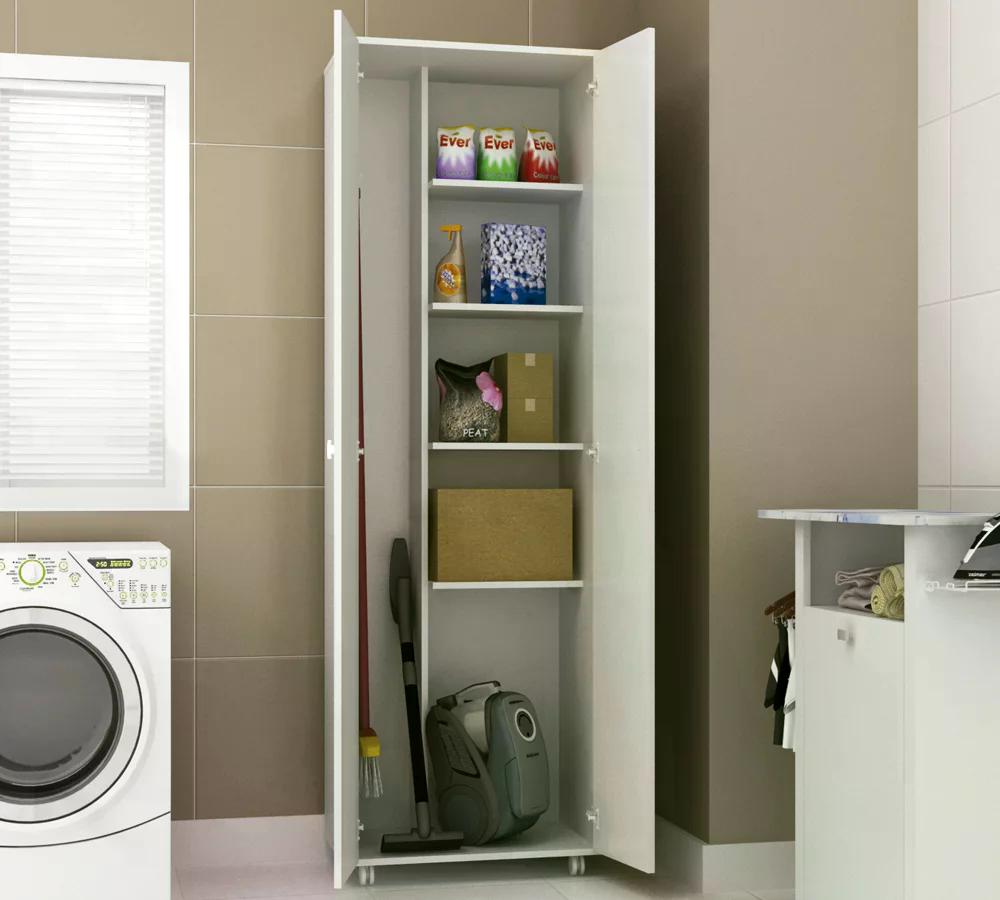Armário Para Lavanderia 02 Portas Multiuso AM3101 Branco Tecno Mobili
