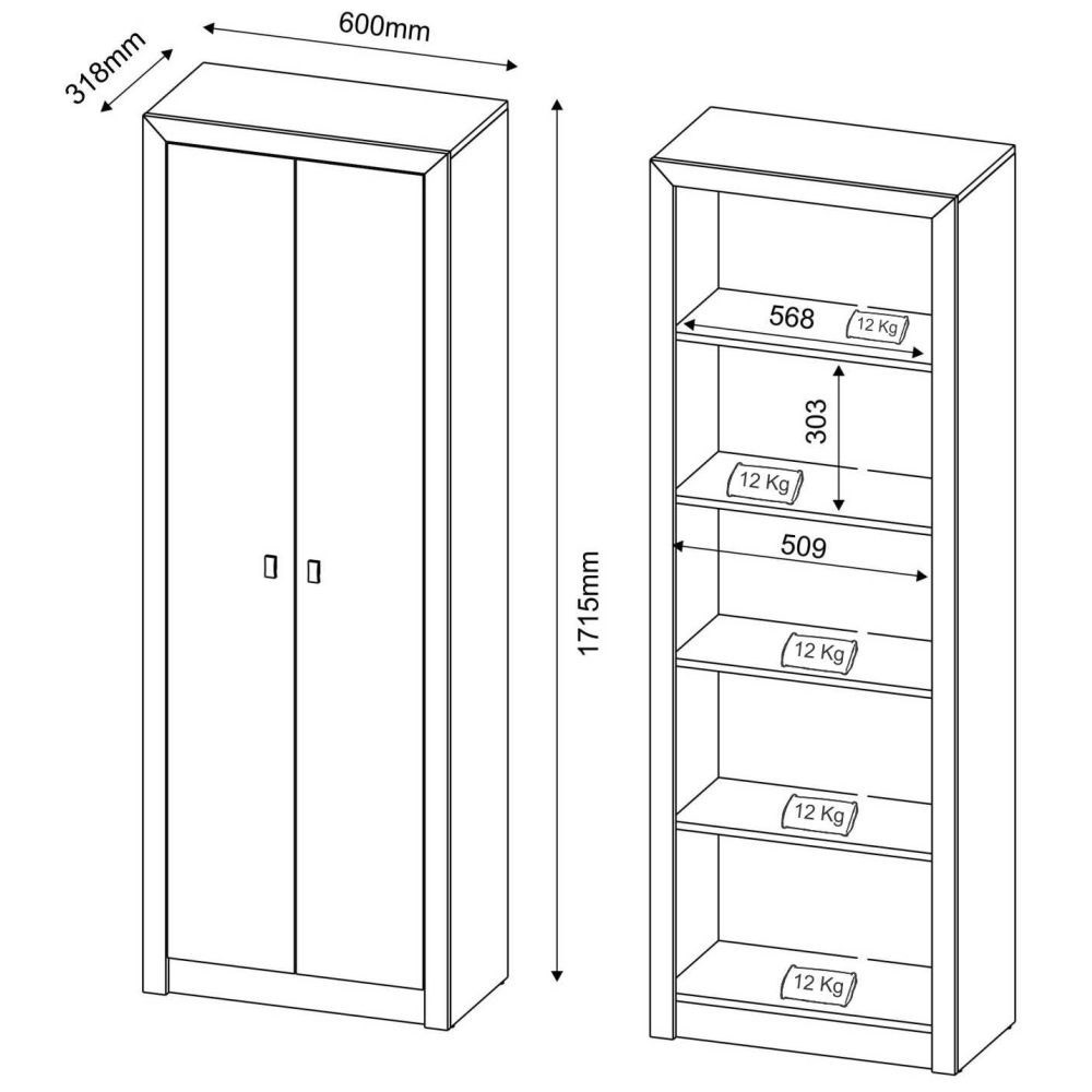 Armário de 171,5 cm para Home Office 02 Portas ME4105 Nogal - Tecno Mobili