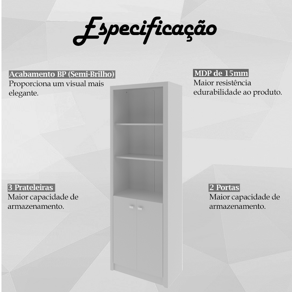 Armário de Escritório Clarck 2 PT Branco