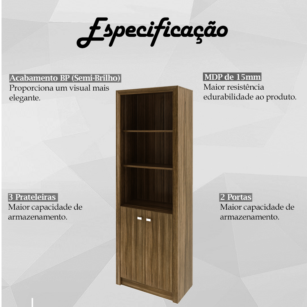 Armário de Escritório Clarck 2 PT Nogal