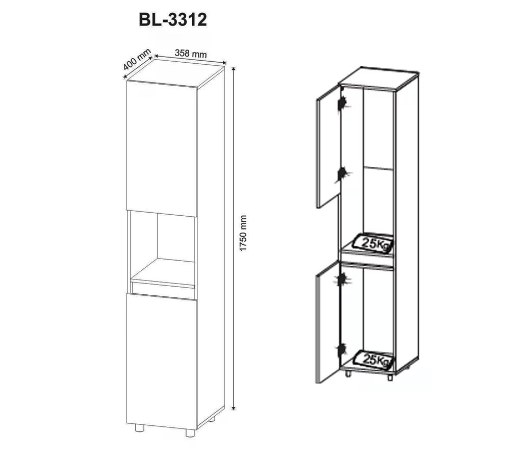 Armário para Bebedouro 02 Portas BL3312 Branco Tecno Mobili
