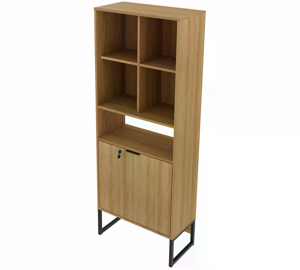 Armario 02 Portas Com Chave Pes Tubular ME4155 Amendoa Preto Tecno Mobili