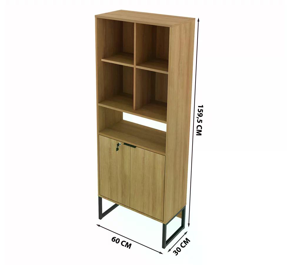 Armario 02 Portas Com Chave Pes Tubular ME4155 Amendoa Preto Tecno Mobili