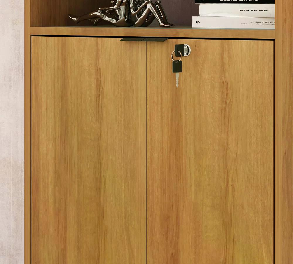 Armario 02 Portas Com Chave Pes Tubular ME4155 Amendoa Preto Tecno Mobili