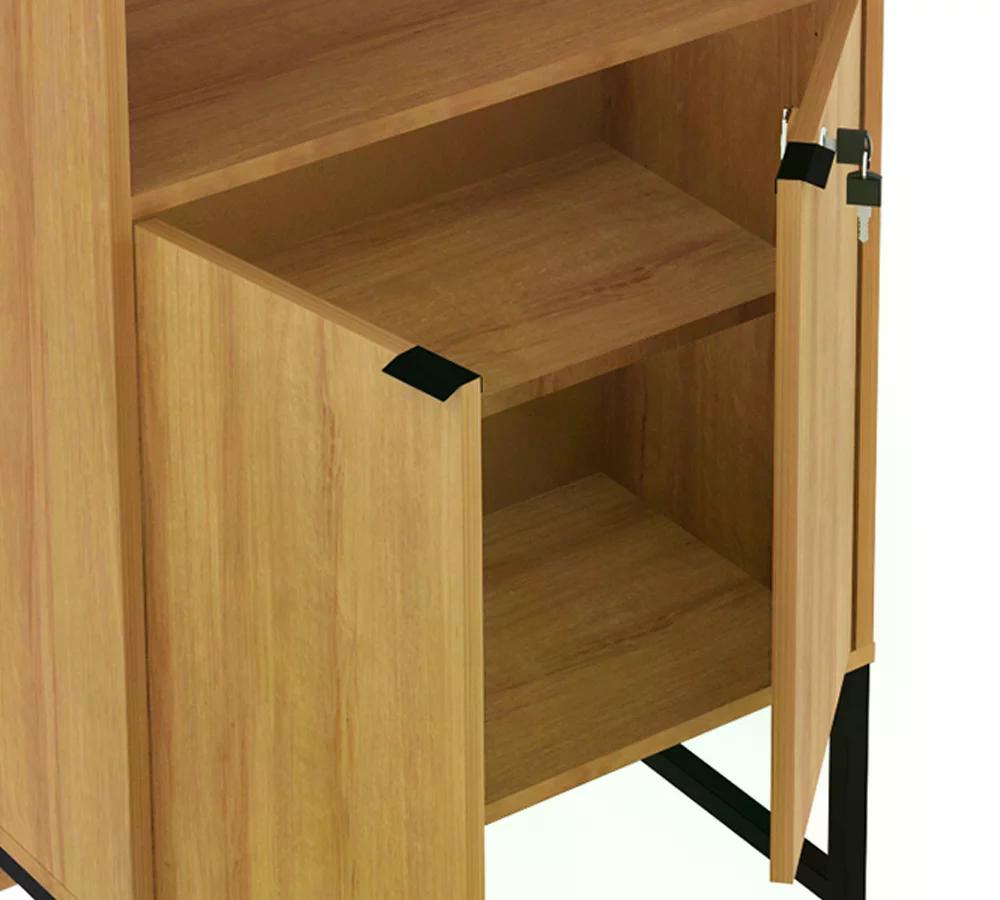 Armario 02 Portas Com Chave Pes Tubular ME4155 Amendoa Preto Tecno Mobili