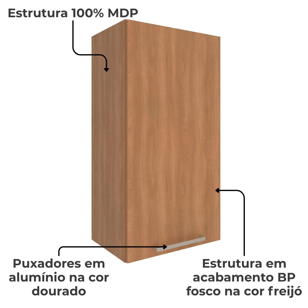 Armario Aereo 1 Porta 40 cm MDP CZ3118 Freijo Tecno Mobili