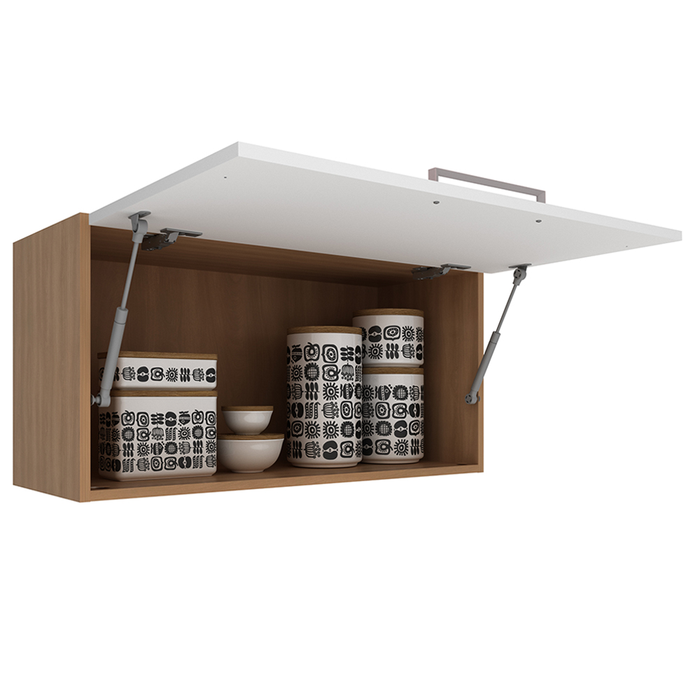 Armario Aereo 1 Porta Basc 80 cm MDP CZ3119 Freijo Branco Tecno Mobili