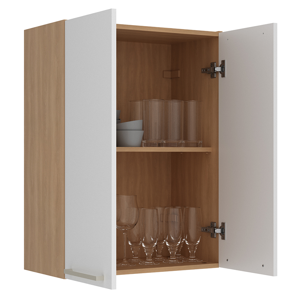Armario Aereo 2 Portas 60 cm MDP CZ3141 Freijo Branco Tecno Mobili
