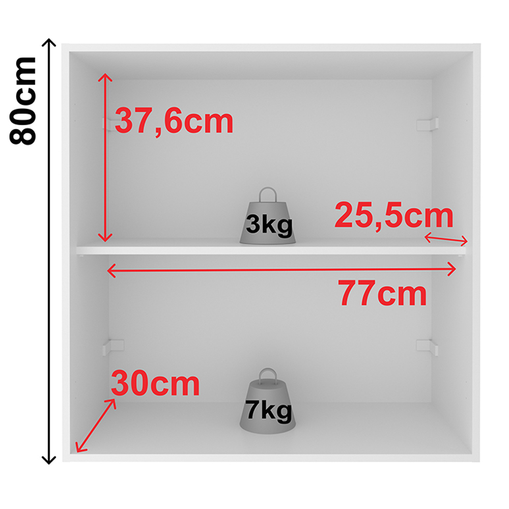 Armario Aereo 2 Portas 80 cm MDF CZ3314 Branco Tecno Mobili