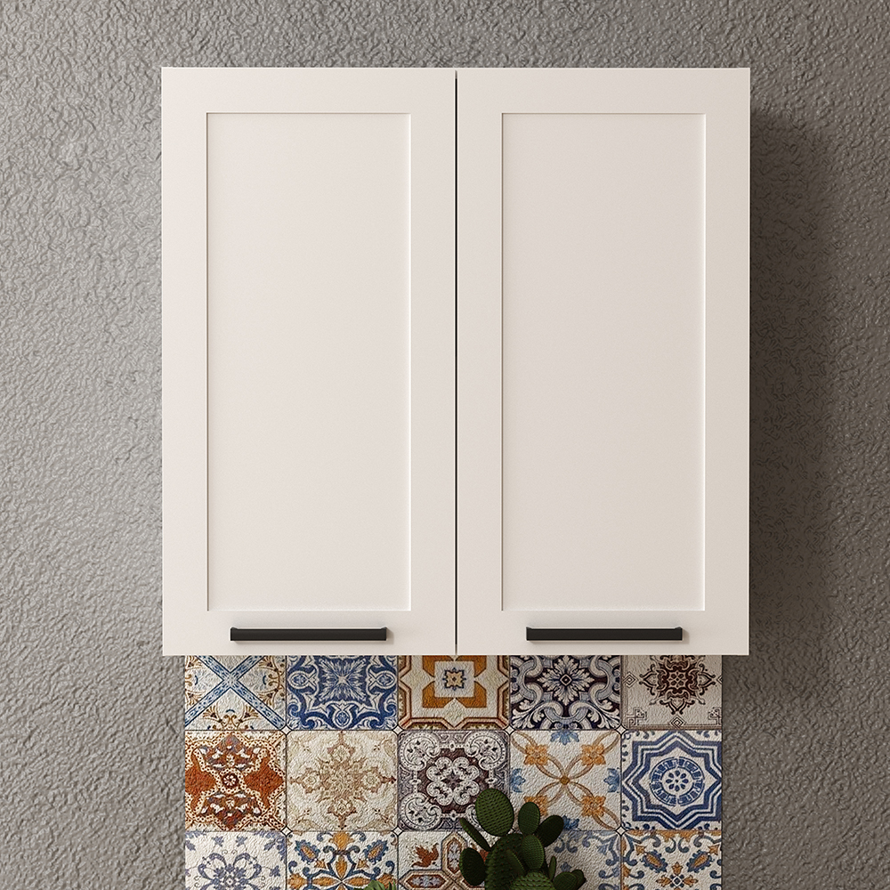 Armario Aereo 2 Portas 80 cm MDF CZ3314 Branco Tecno Mobili