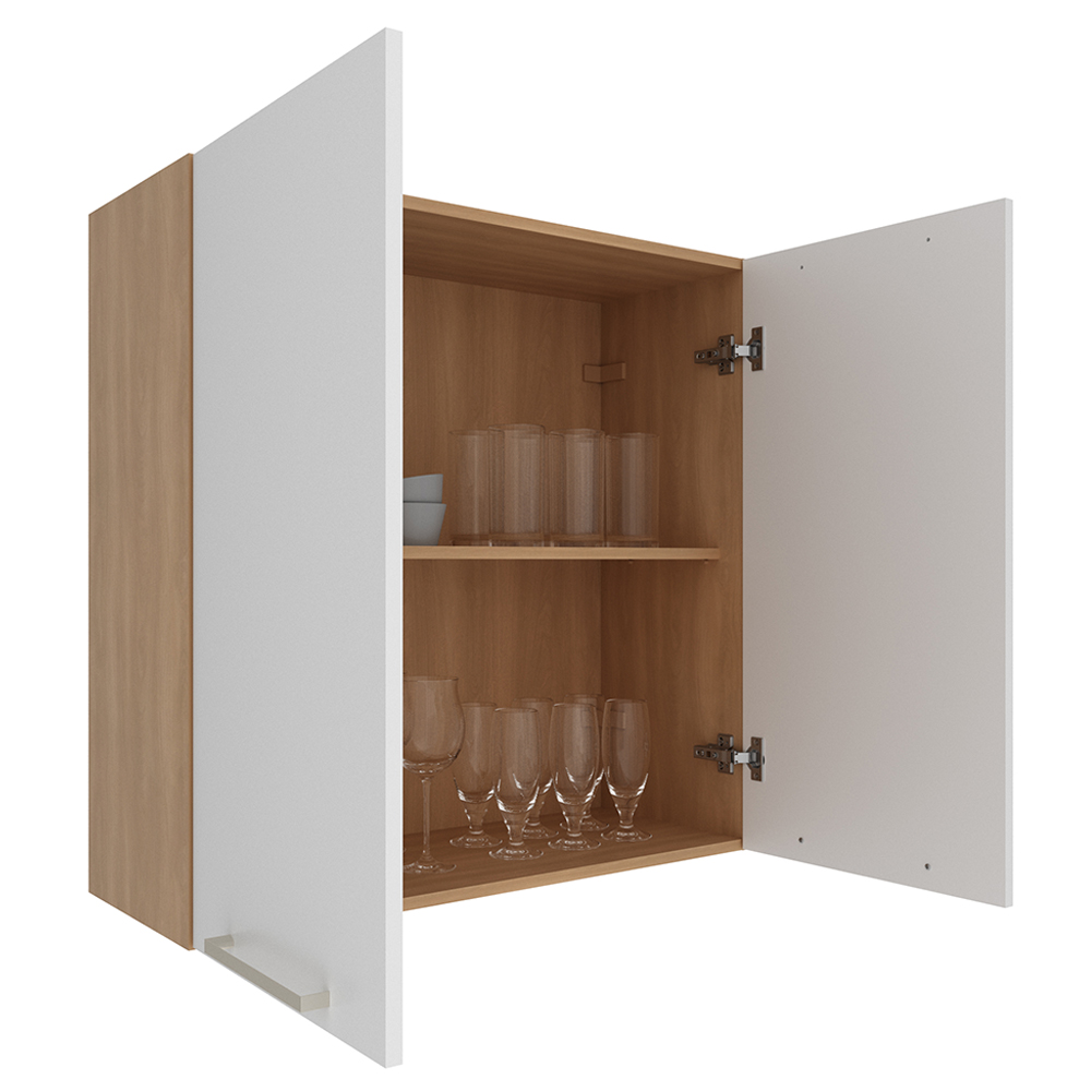 Armario Aereo 2 Portas 80 cm MDP CZ3115 Freijo Branco Tecno Mobili