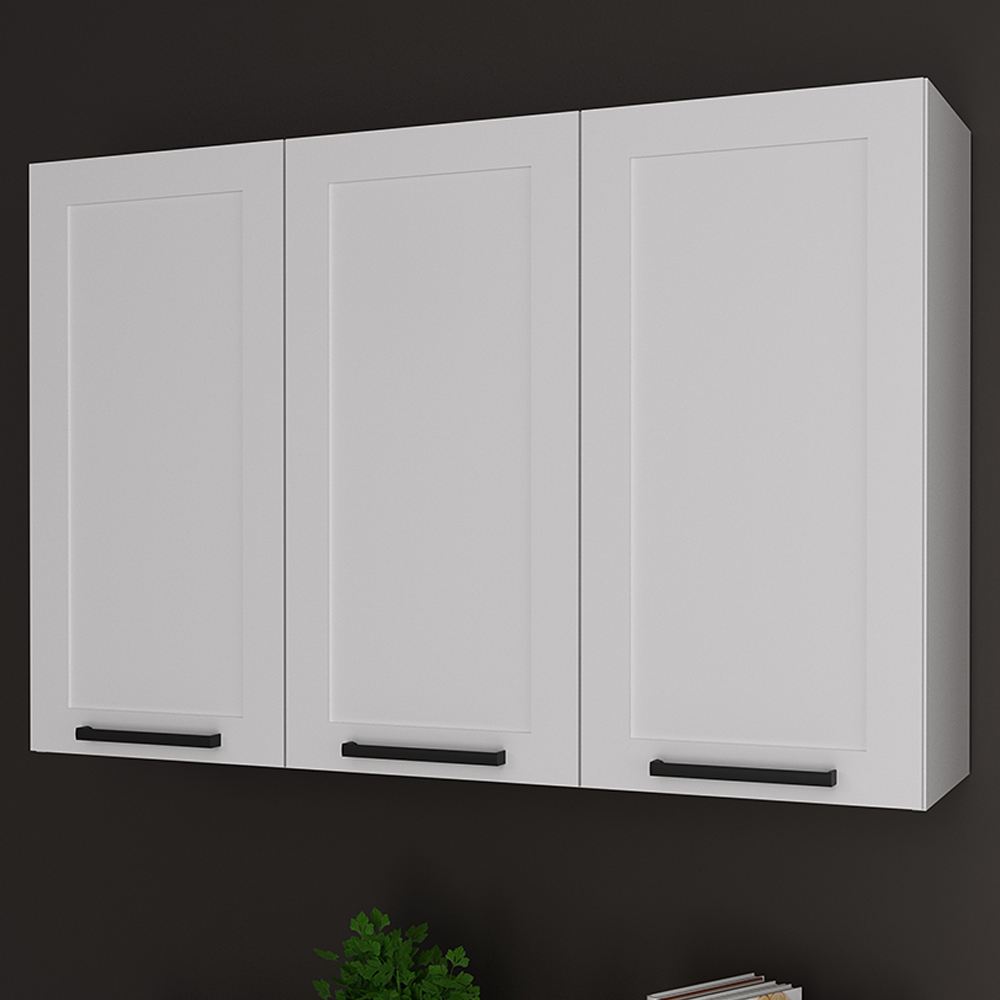 Armario Aereo 3 Portas 120 cm MDF CZ3310 Branco Tecno Mobili