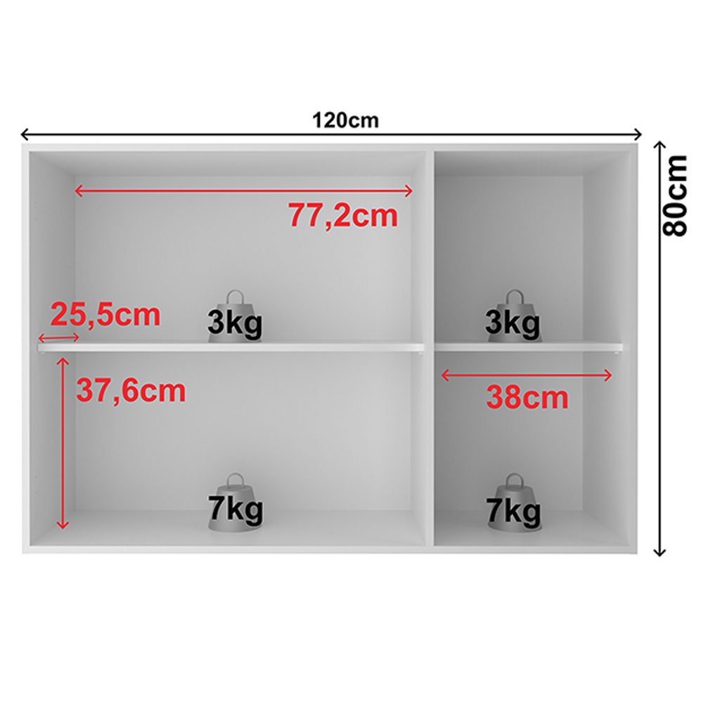 Armario Aereo 3 Portas 120 cm MDF CZ3310 Branco Tecno Mobili
