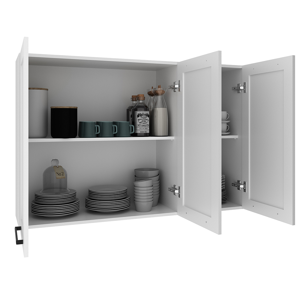 Armario Aereo 3 Portas 120 cm MDF CZ3310 Branco Tecno Mobili