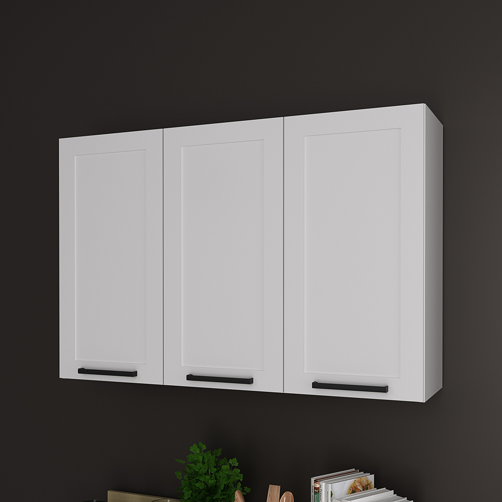 Armario Aereo 3 Portas 120 cm MDF CZ3310 Branco Tecno Mobili