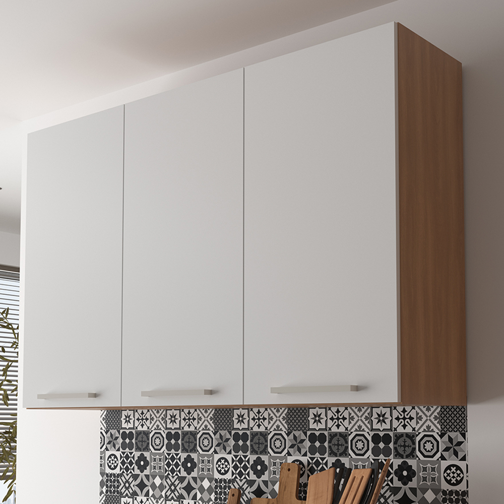 Armario Aereo 3 Portas 120 cm MDP CZ3109 Freijo Branco Tecno Mobili