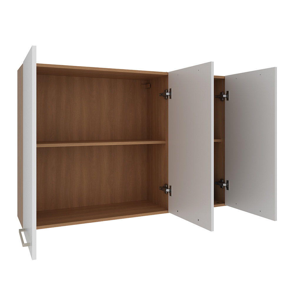 Armario Aereo 3 Portas 120 cm MDP CZ3109 Freijo Branco Tecno Mobili