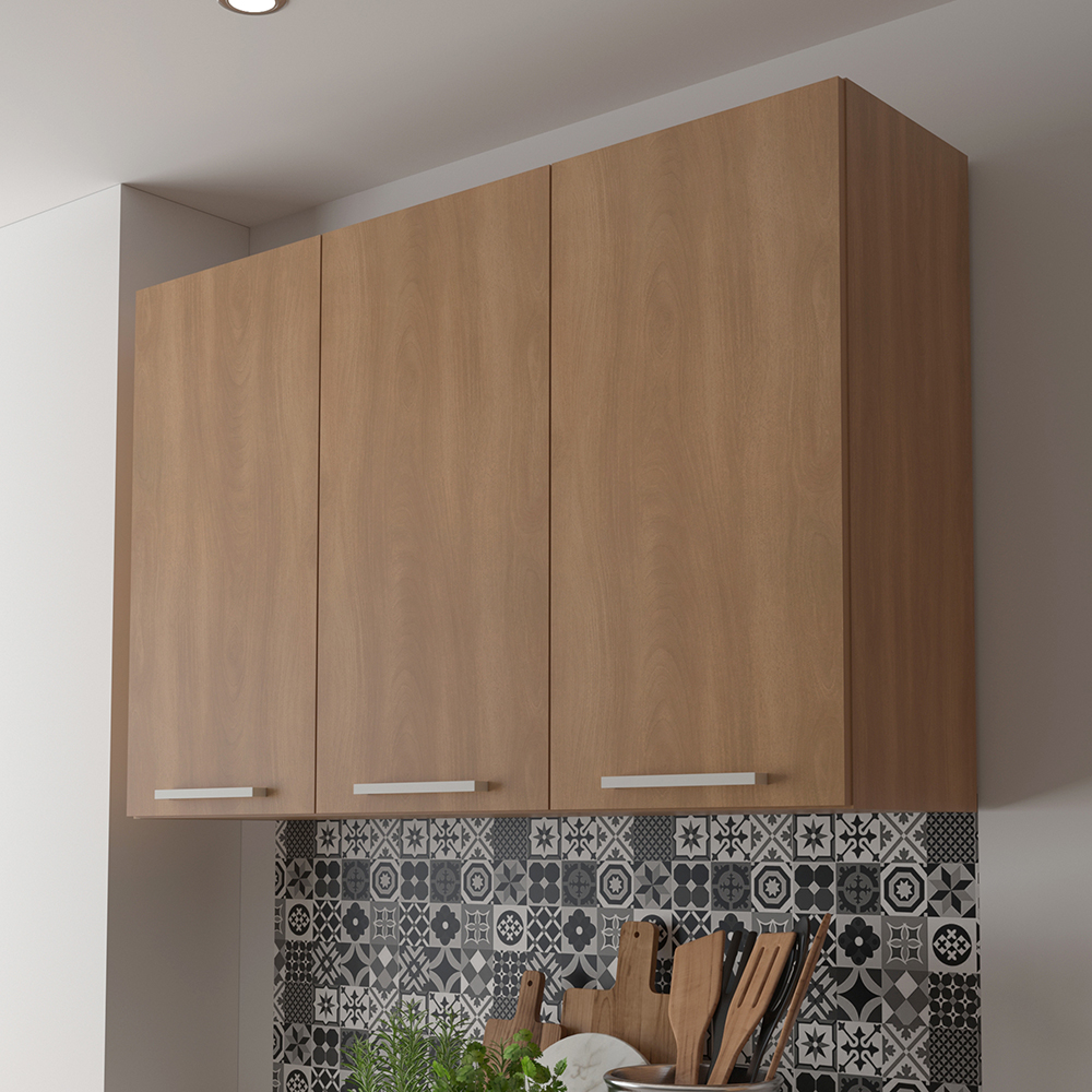 Armario Aereo 3 Portas 120 cm MDP CZ3109 Freijo Tecno Mobili