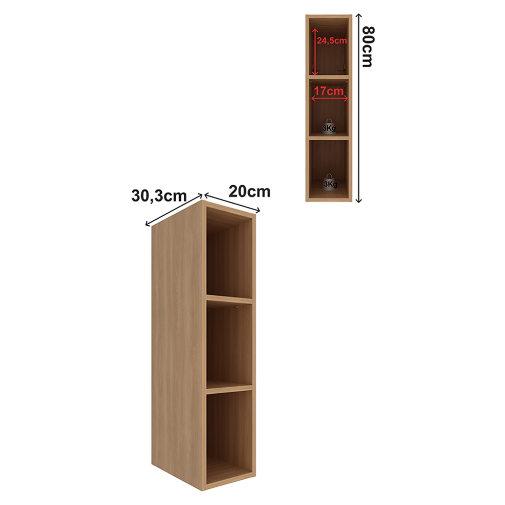 Armario Aereo Adega 3 Nichos 20 cm MDP CZ3128 Freijo Tecno Mobiliili