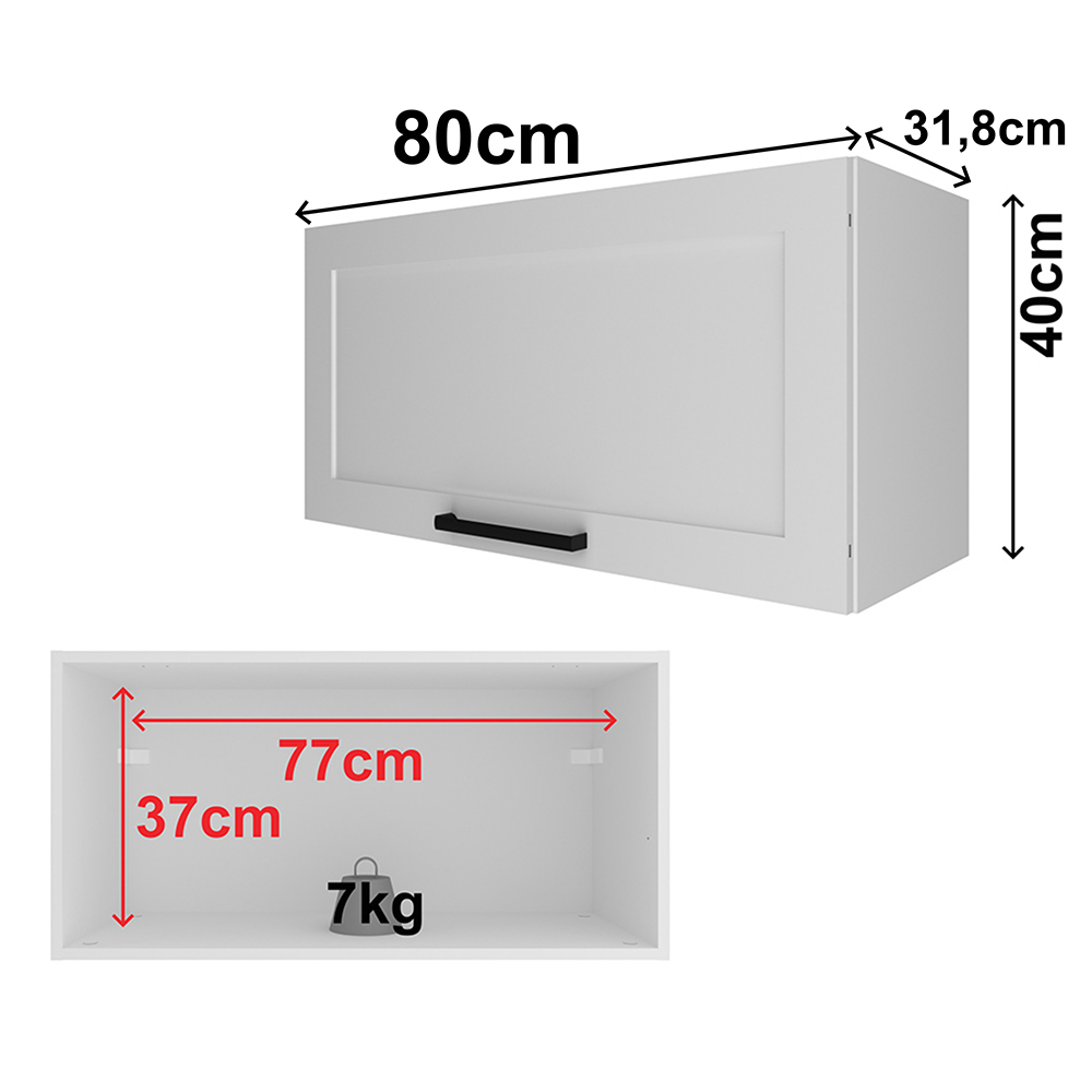 Armario Aereo Basculante 1P 80 cm MDF CZ3316 Branco Tecno Mobili