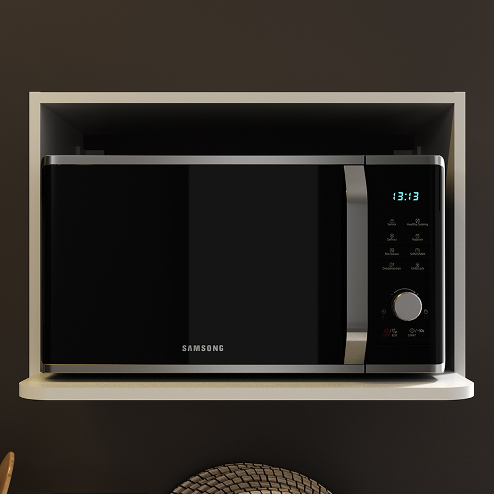 Armario Aereo Nicho Microondas 60 cm MDF CZ3319 Branco Tecno Mobili