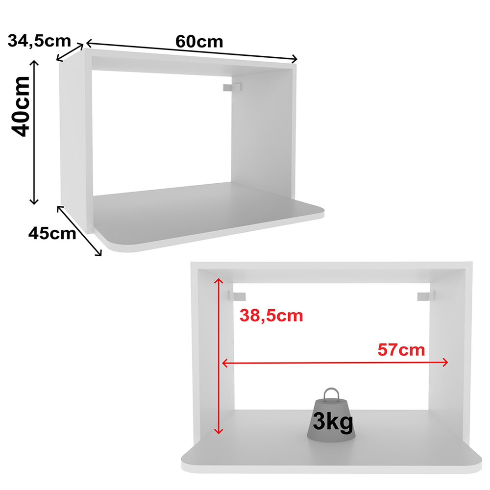 Armario Aereo Nicho Microondas 60 cm MDF CZ3319 Branco Tecno Mobili