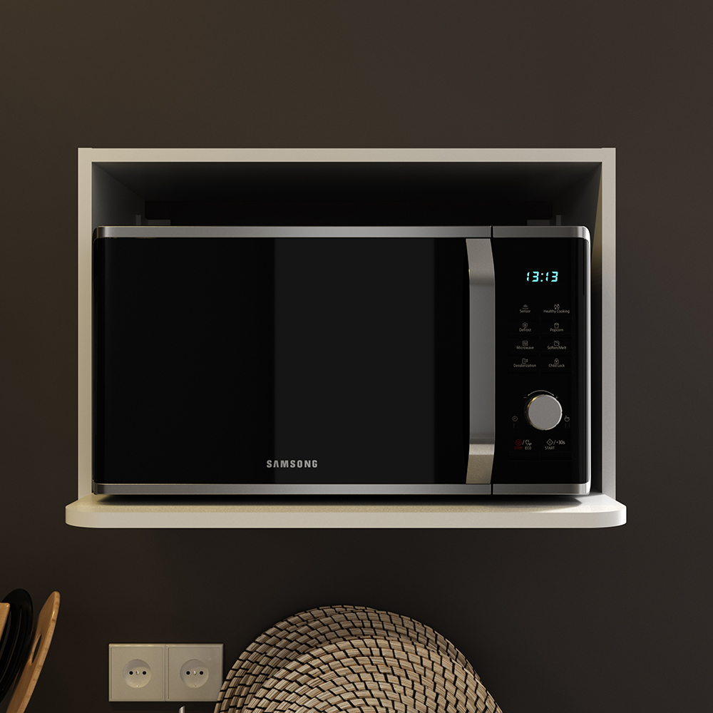 Armario Aereo Nicho Microondas 60 cm MDF CZ3319 Branco Tecno Mobili