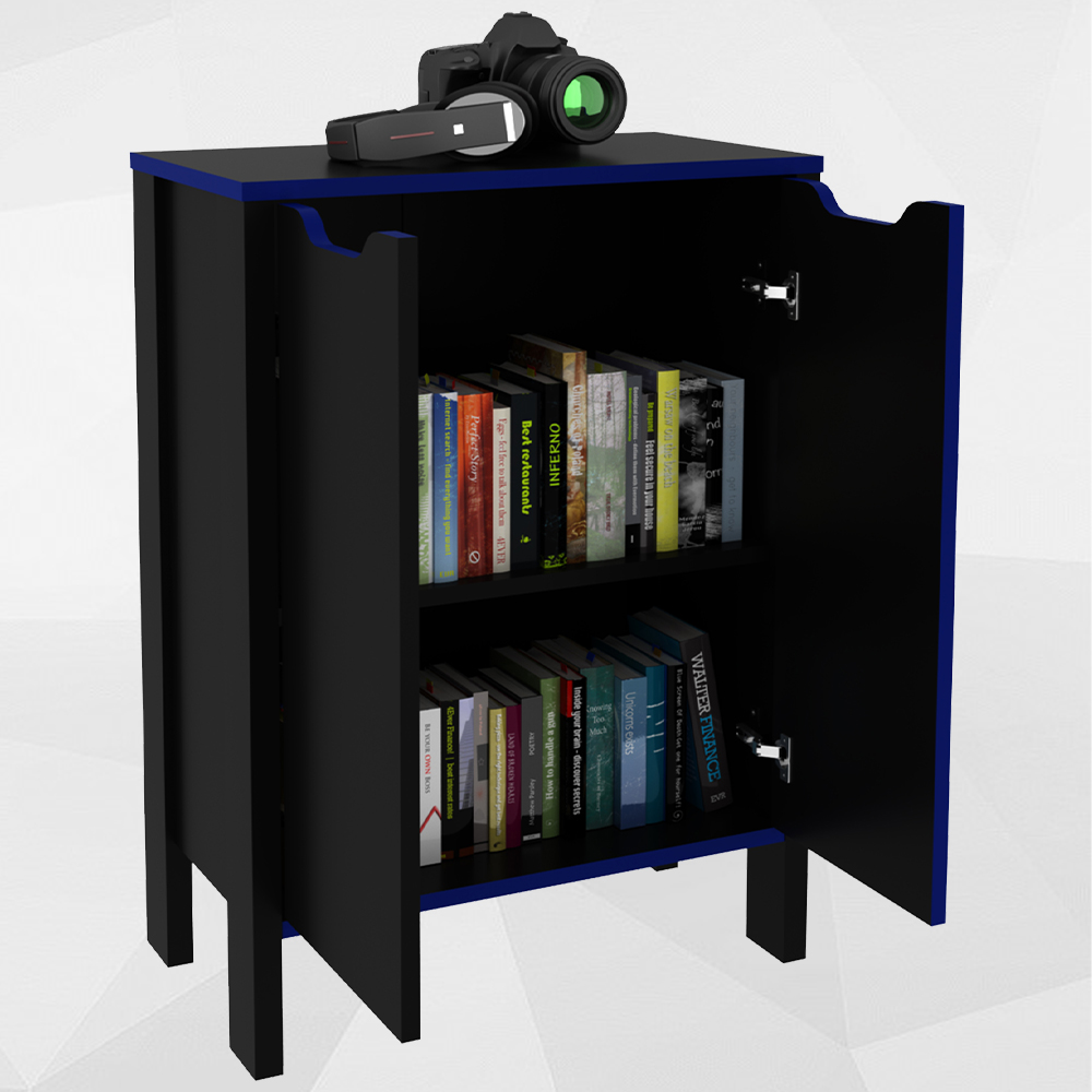 Armario Baixo Multiuso 2 Portas ME4164 Preto Azul Tecno Mobili