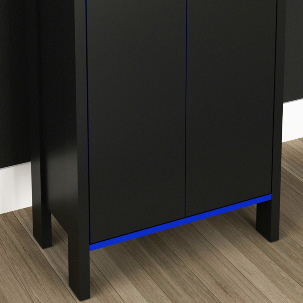 Armario Baixo Multiuso 2 Portas ME4164 Preto Azul Tecno Mobili