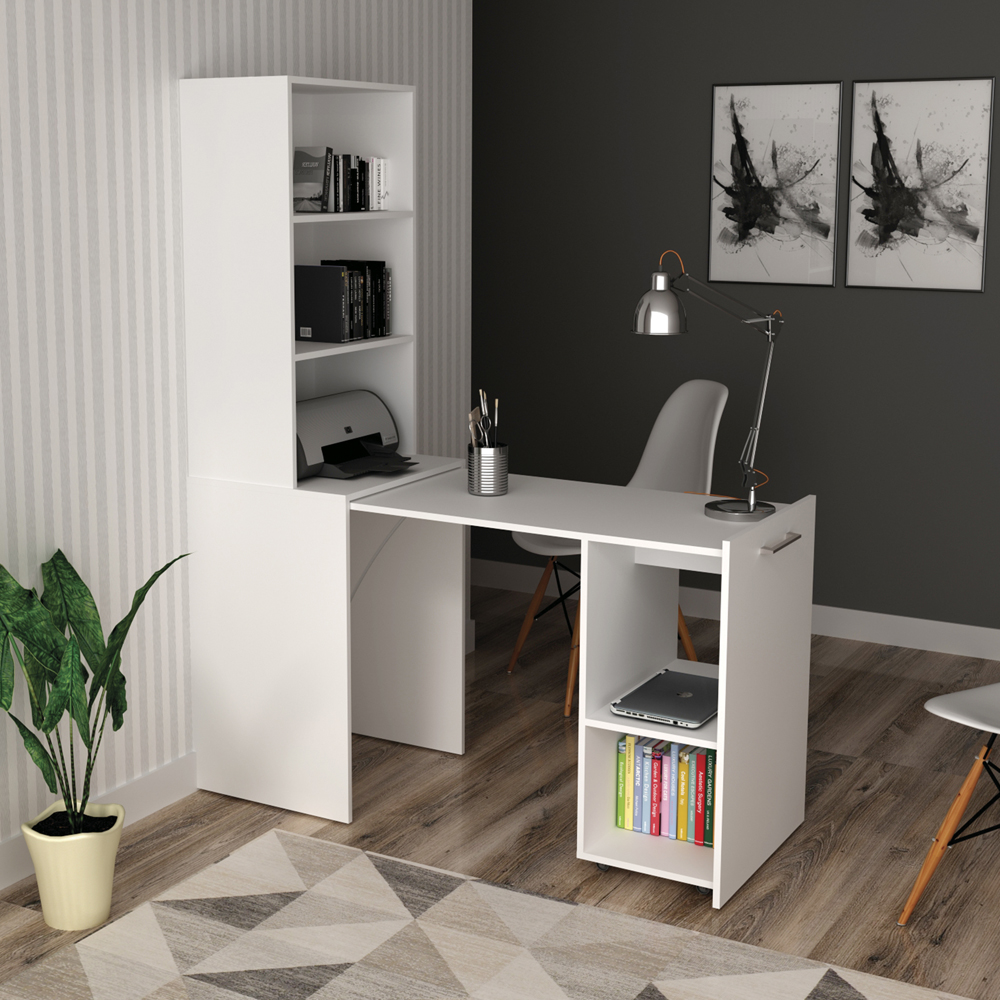 Armario Escrivaninha Multiuso Retratil 5 nicho ME4171 Branco Tecno Mobili
