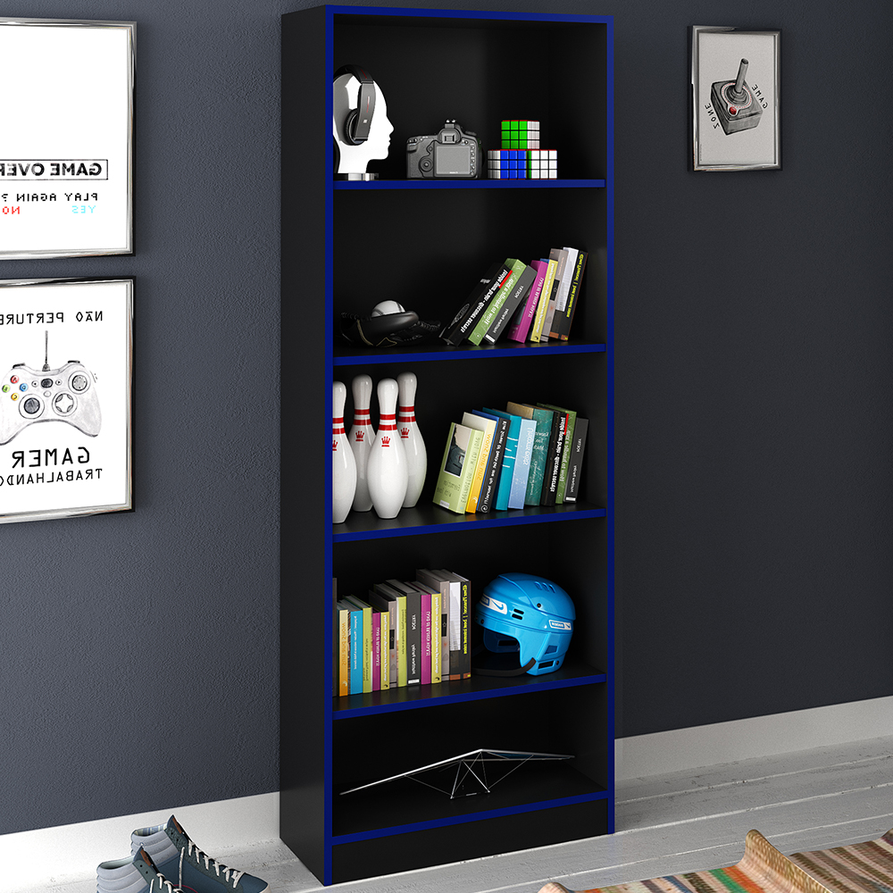 Armario Estante Multiuso 5 Prateleira ME4141 Preto Azul Tecno Mobili