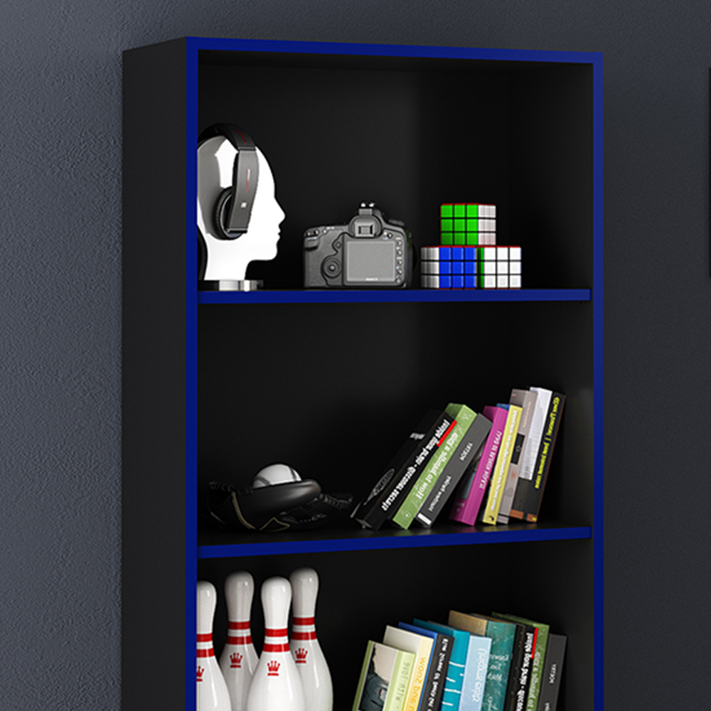 Armario Estante Multiuso 5 Prateleira ME4141 Preto Azul Tecno Mobili
