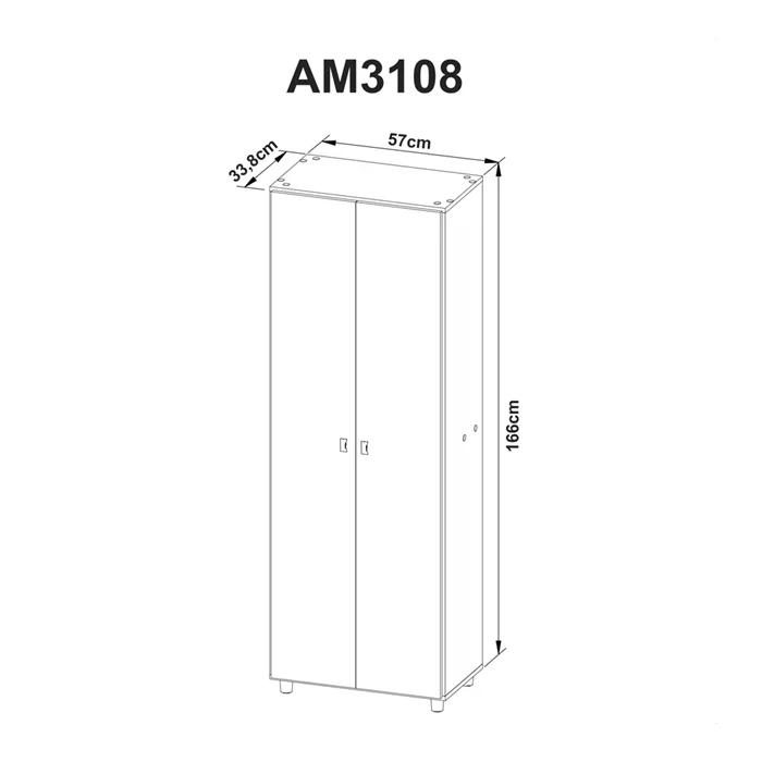 Armario Multiuso 2 Portas 7 Prateleiras AM3108 Branco Tecno Mobili