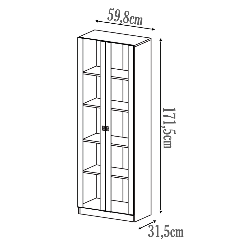 Armario Para Escritorio 2 Portas De Vidro ME4115 Amendoa Tecno Mobili