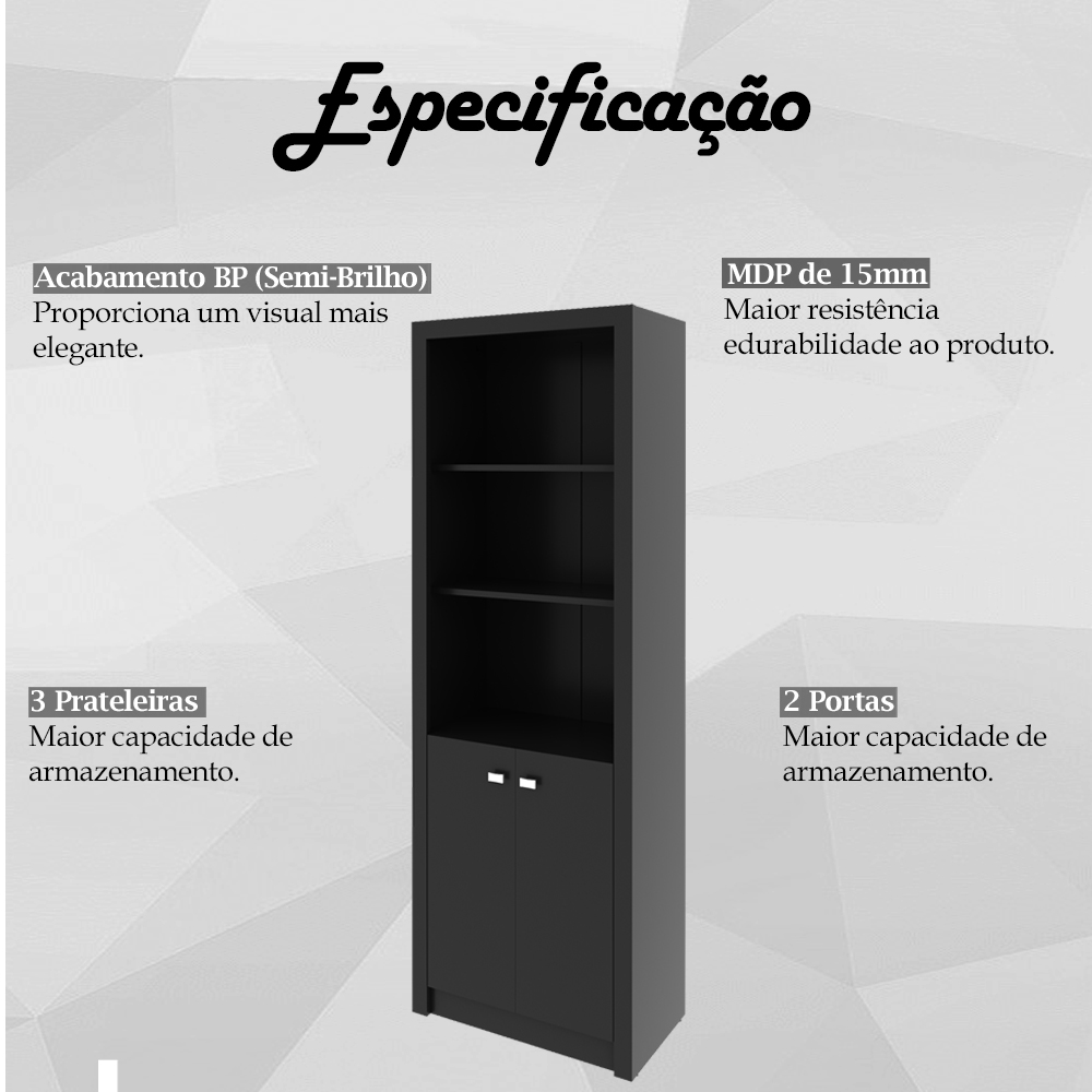 Armario Para Escritorio ME4110 Preto Tecno Mobili