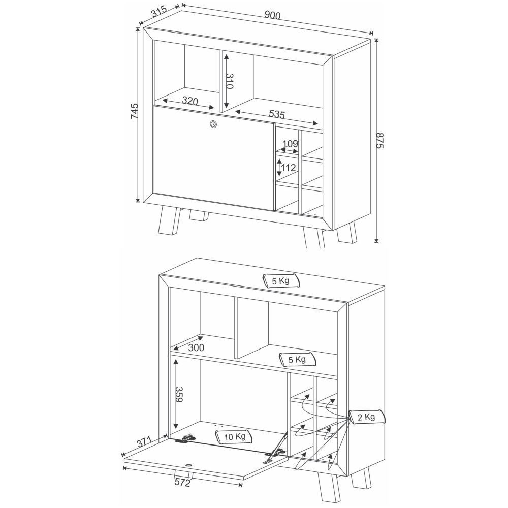 Balcão Adega 1 Porta AD5002 Branco - Tecno Mobili