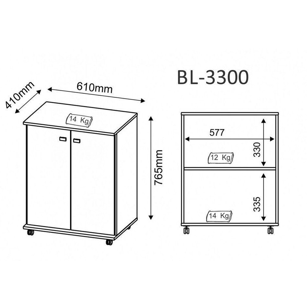 Balcão Baixo 02 Portas BL3300 Branco - Tecno Mobili