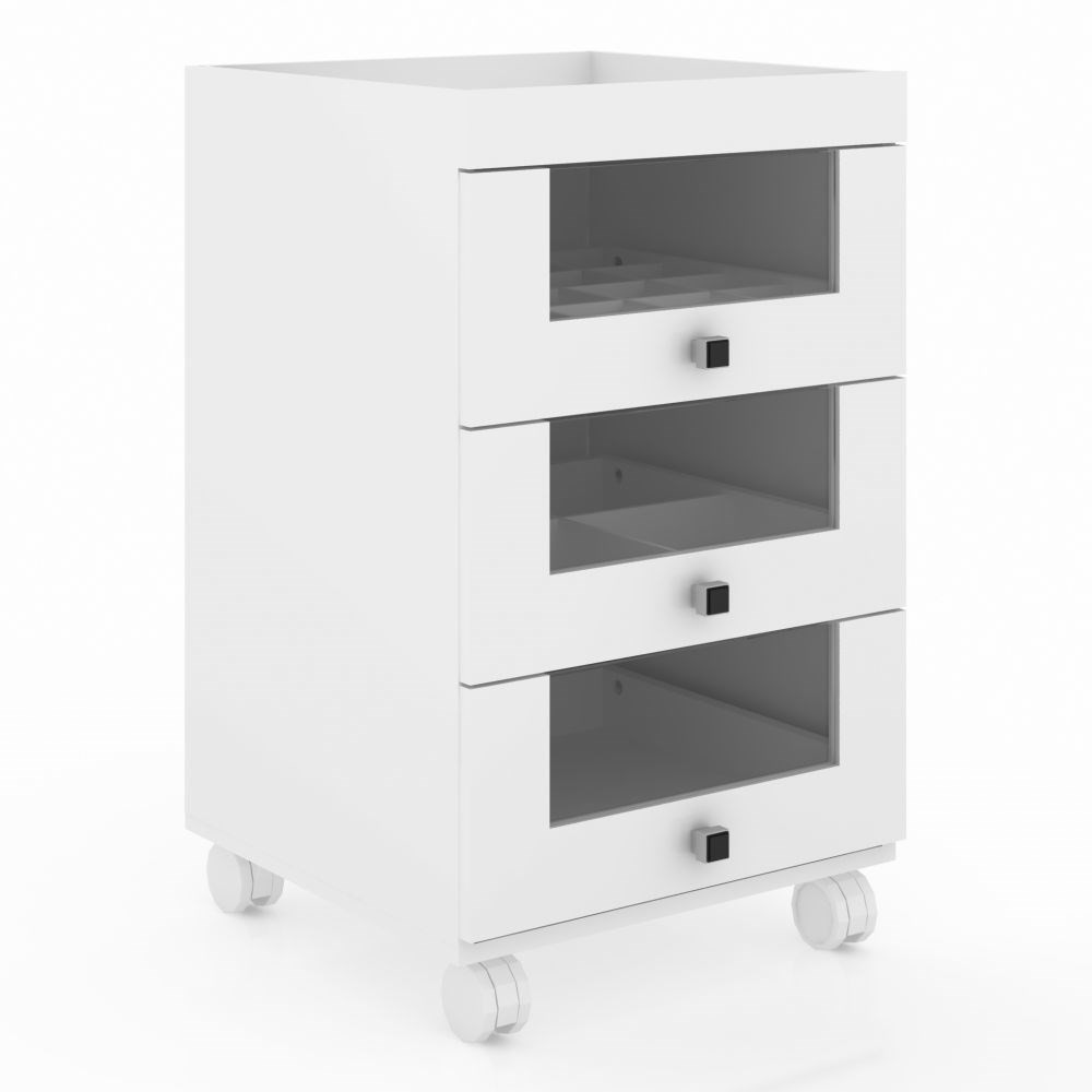 Balcão Carrinho Maquiagem 3 Gavetas PE2013 Branco - Tecno Mobili