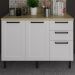 Balcão Com Tampo 120 cm MDF 2P 3G Branco Carvalho Tecno Mobili