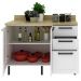 Balcão Com Tampo 120 cm MDF 2P 3G Branco Carvalho Tecno Mobili